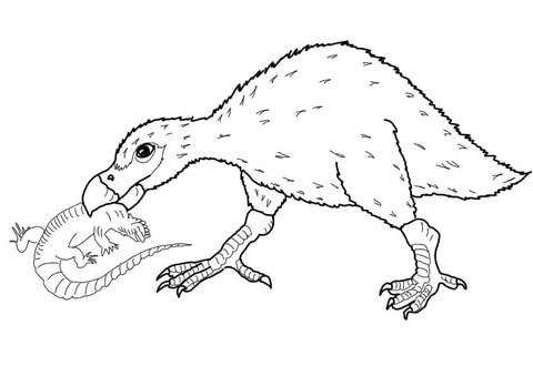 Diatryma Catches A Lizard Coloring Page